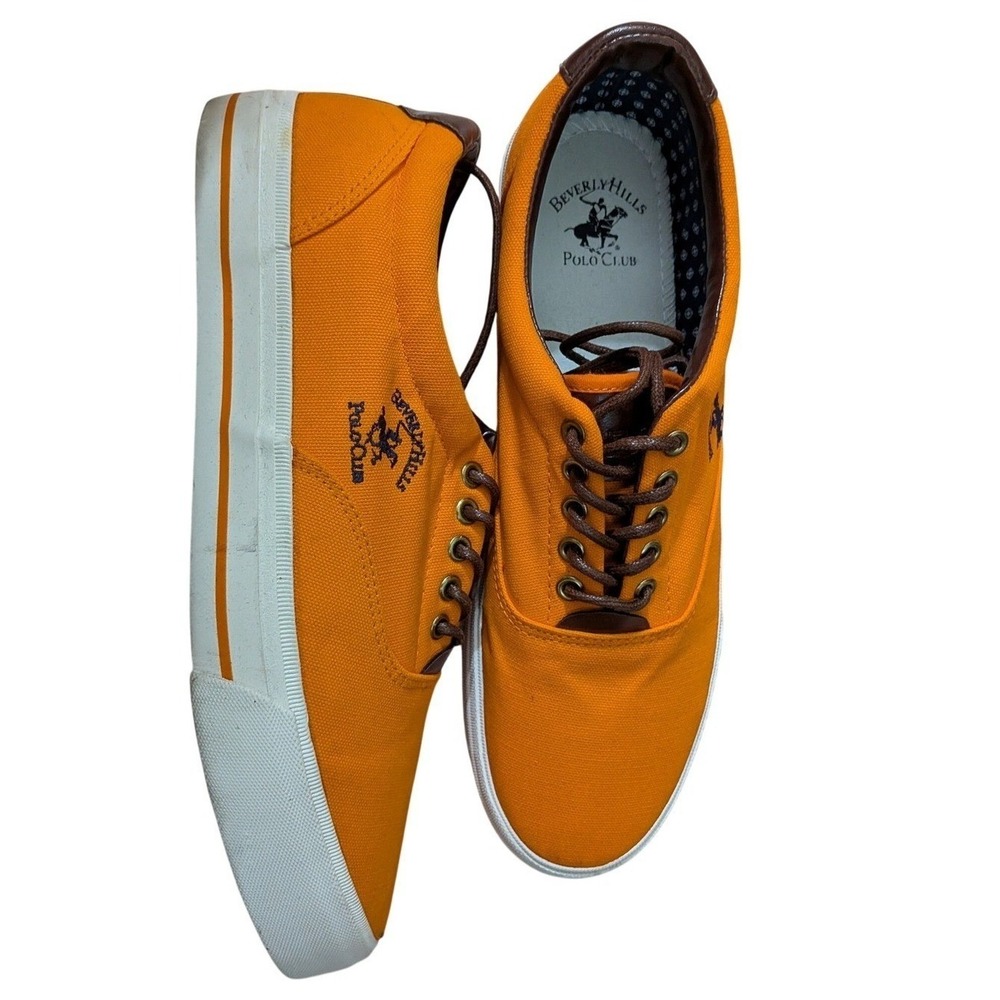 Beverly Hills Polo Club Mens Orange Canvas Sneakers Low Top BP91209 Size 12